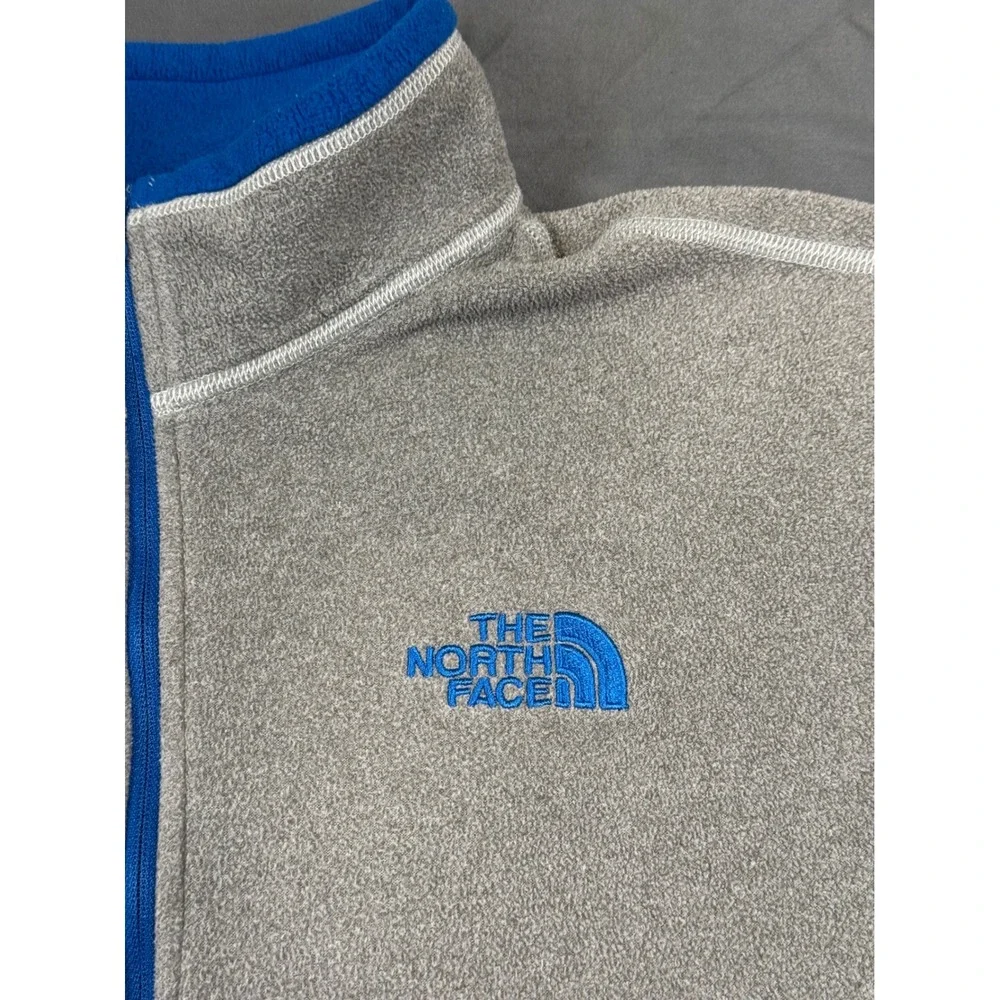 The North Face Mens Grey Blue Quarter Zip Fleece Pullover C744 Size M